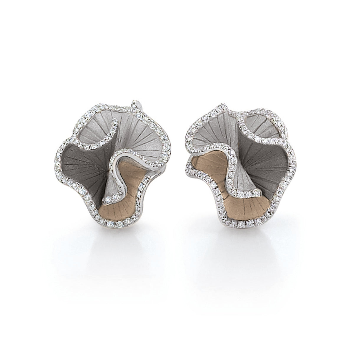 Earrings - Button - Sultana - Medium - Diamond 0.48cttw -  18KTWG-BLKRHD-18KTBG