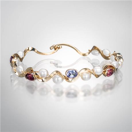 Hot Jadua Pearl and Multi-Color Gemstone Bracelet- Single Bracelet